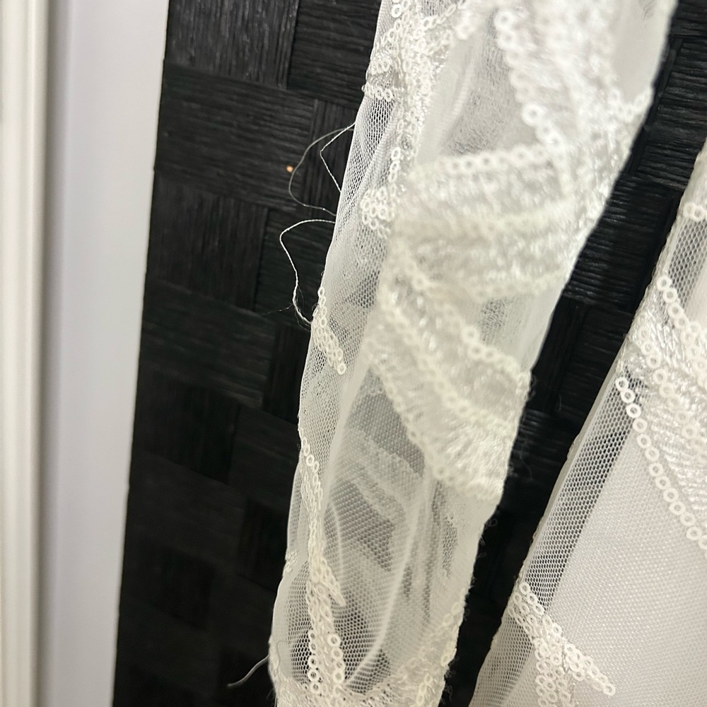 White Long Sleeve Sequin Dress - Picture 6 of 6
